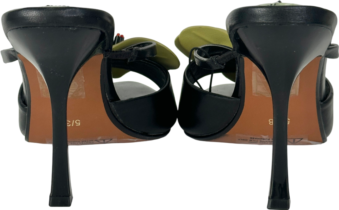 River Island Black Open Toe Orchid Heeled Sandals UK 5 EU 38 👠