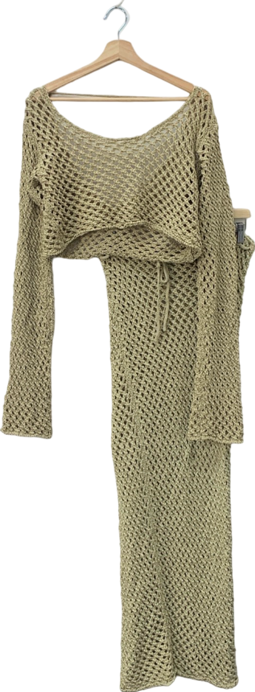 Bananhot Beige Knit Cropped Top and Pants M-L