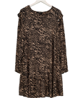 F&F Brown Long Sleeve Animal Print Mini Dress UK 22