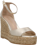STUART WEITZMAN Metallic Gold Platform Wedge Espadrille Sandals UK 7.5 EU 40.5