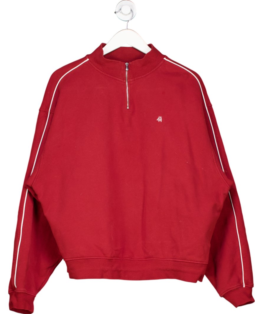 4th & Reckless Red Gilly 1/4 Zip Sweater UK XL