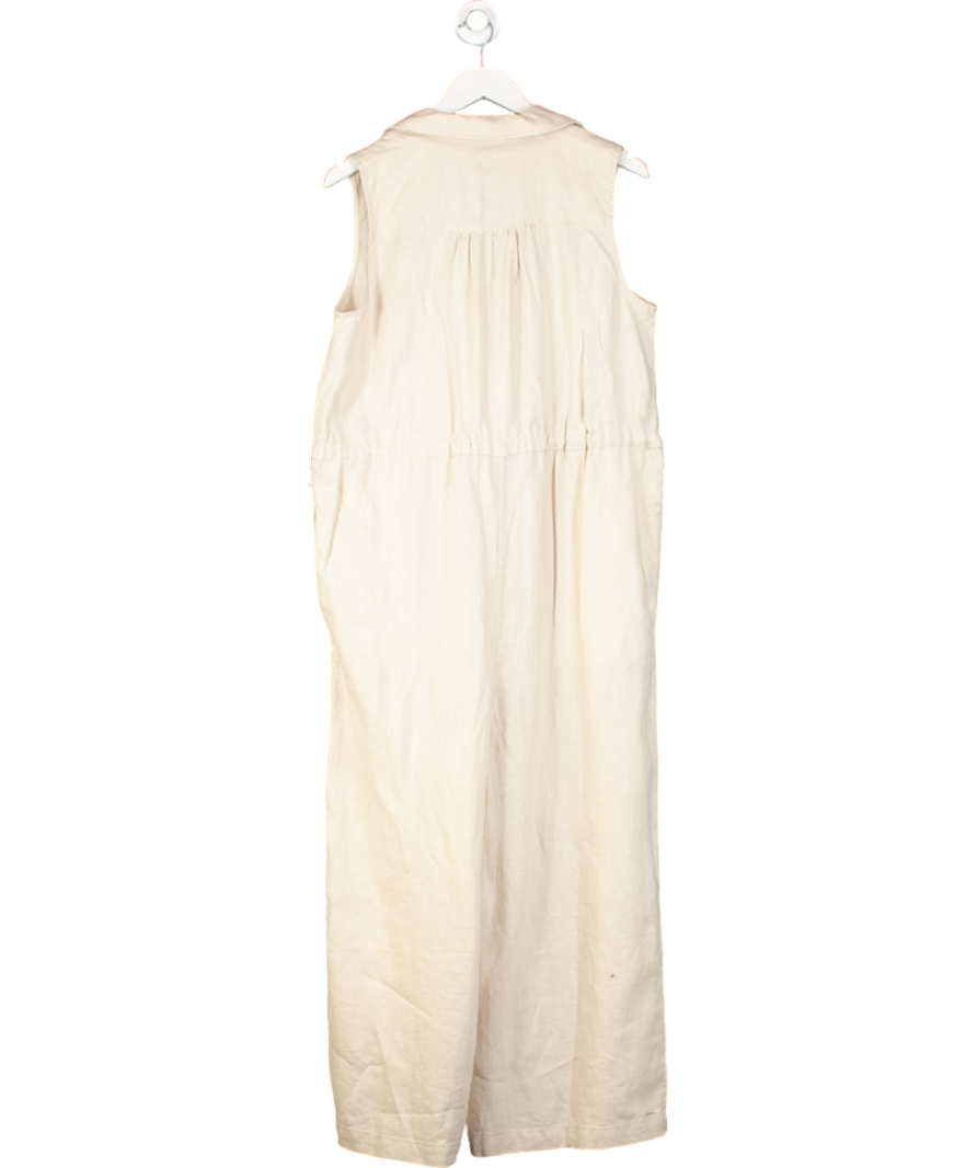 Whistles Beige Bella Linen Wrap Jumpsuit UK 14