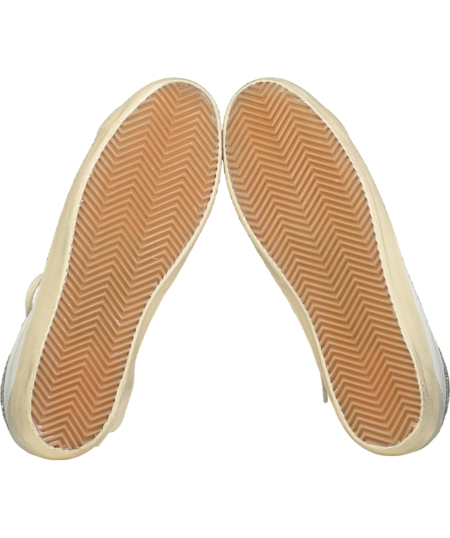 Golden Goose White Super-star With Gray Star And Silver Glitter Heel Tab UK 8 EU 41 👠