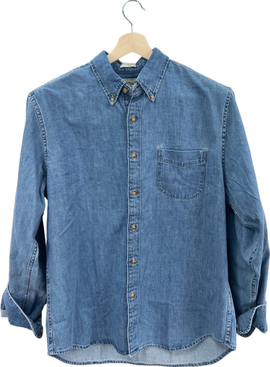 J.Crew Blue Denim Button-Up Shirt Classic Fit L