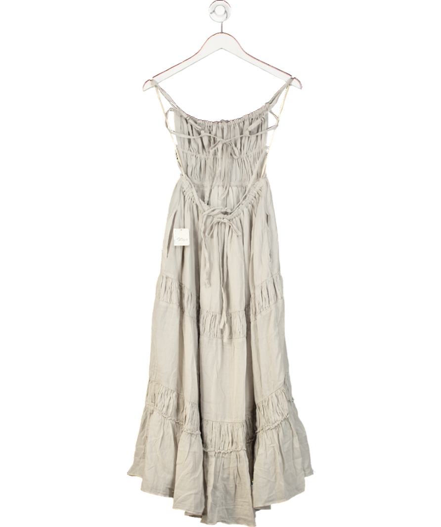 Free People Quiet Grey Taking Sides Maxi Dress UK XS