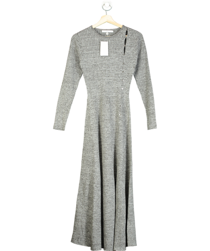 Michelle Keegan Grey Metallic Knitted Waistband Midaxi Dress UK 12