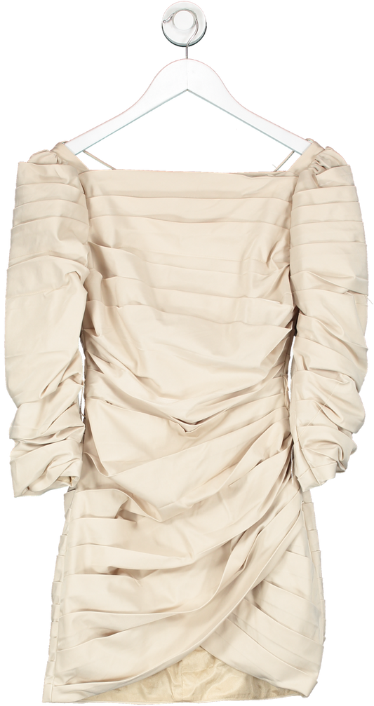 ASOS Cream Strappy Ruched Mini Dress UK 8
