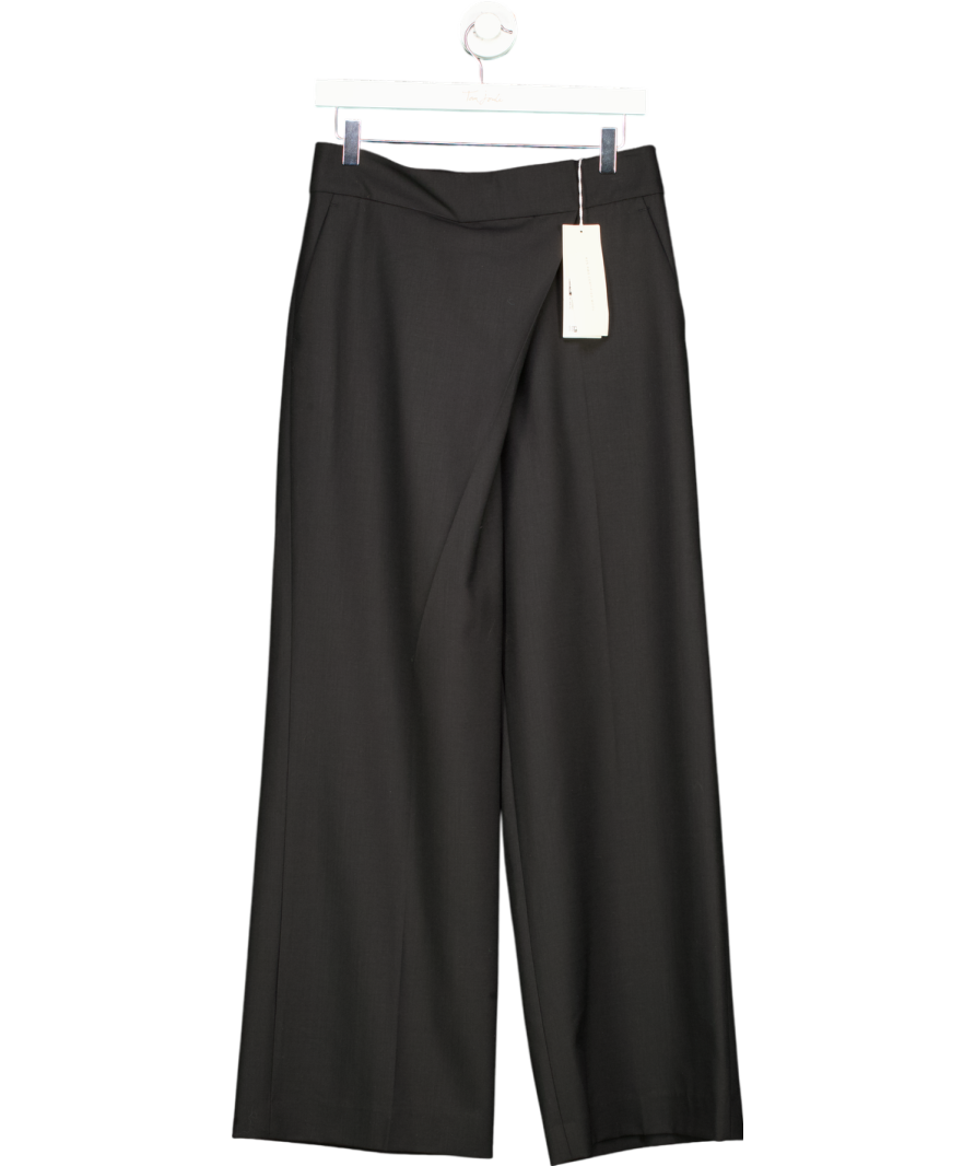 Arket Black Relaxed Wrap Wool Blend Trousers UK 8