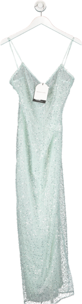 Mistress Rocks Blue Iced Sequin Beaded Maxi Dress UK M