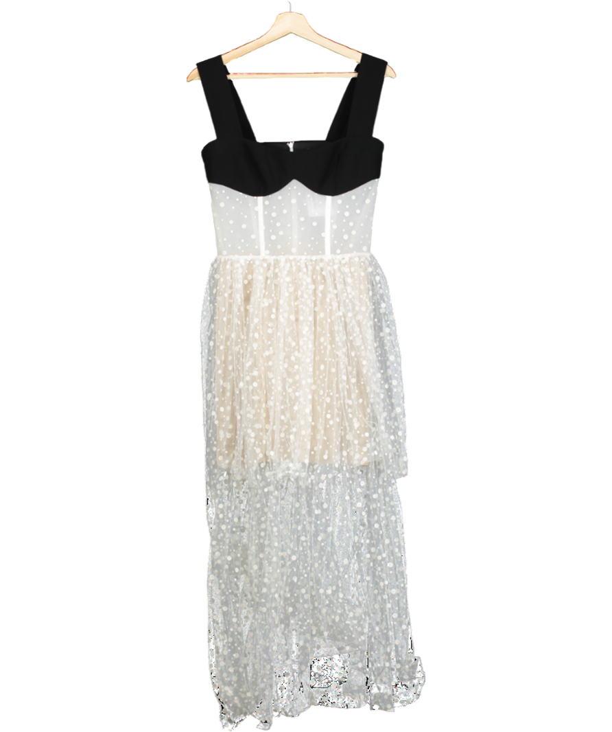 Rasario Cream Ivory/ Black Tulle Skirt Corset Dress UK 8