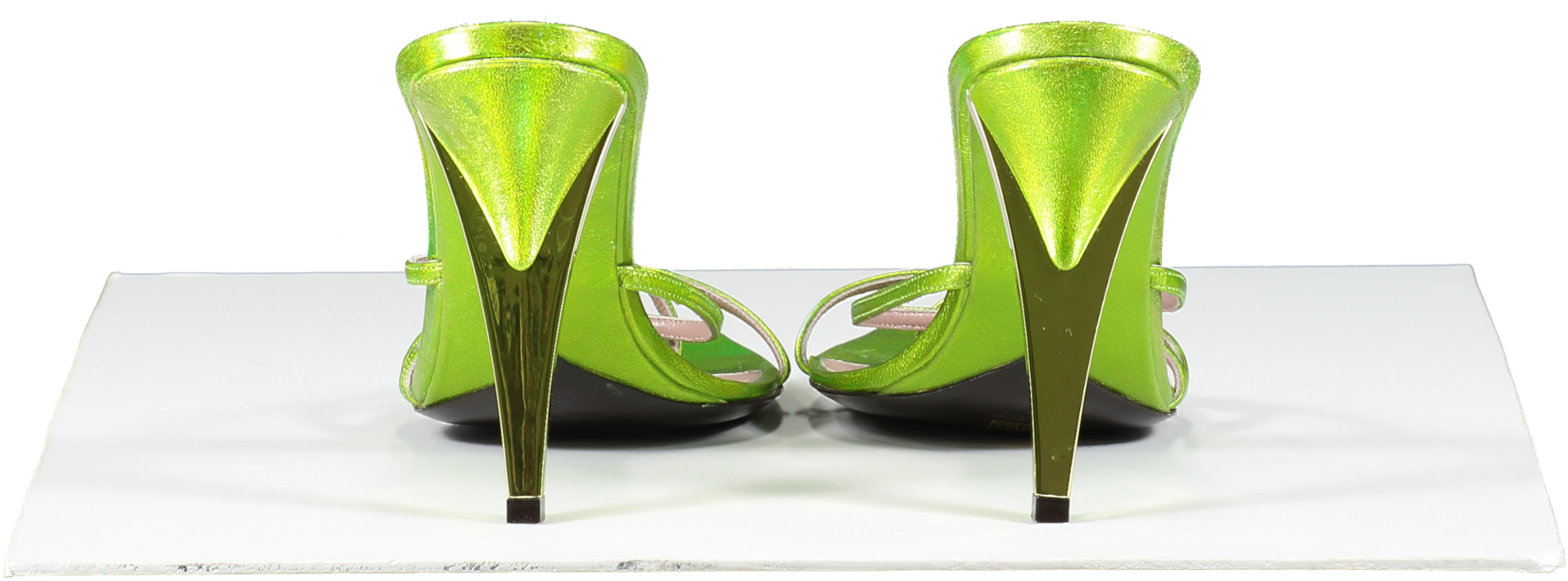 Fenty Metallic Green  T Heel Multi Straps Sandals 105 UK 6 EU 39 👠