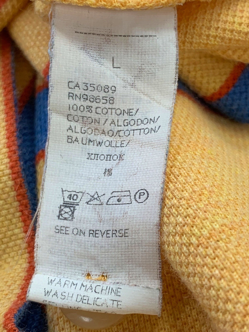 Paul & Shark Yellow Striped Polo Shirt UK L