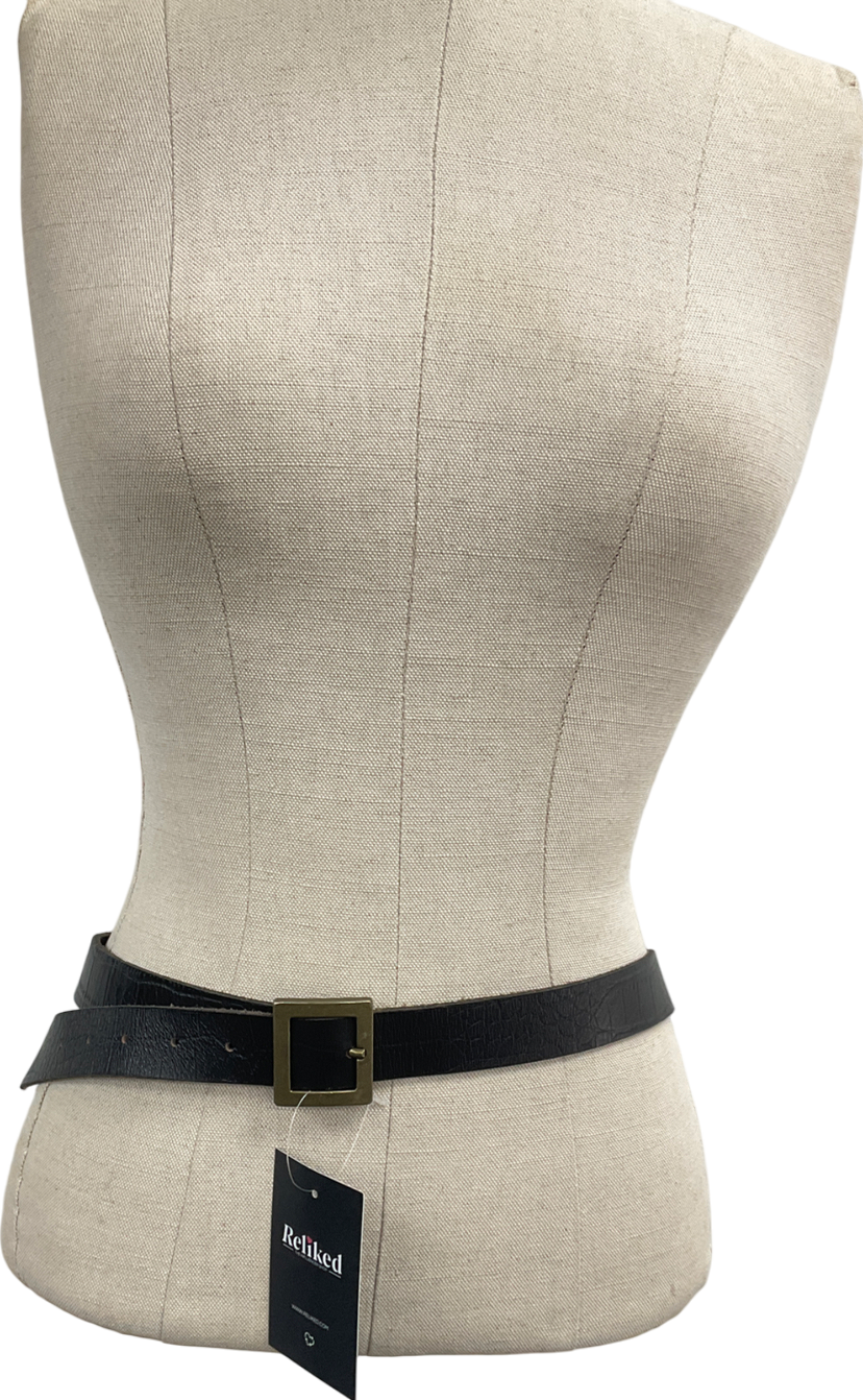 ZARA Black Leather Gold Chain Belt W31