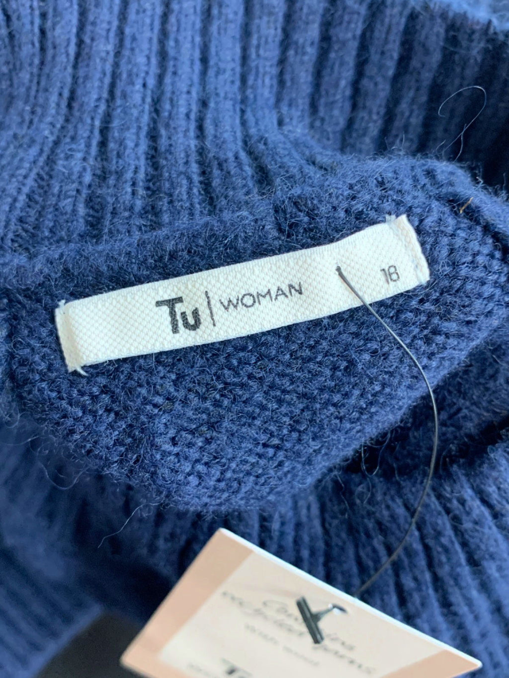 Tu Blue Cable Knit Poncho UK 18