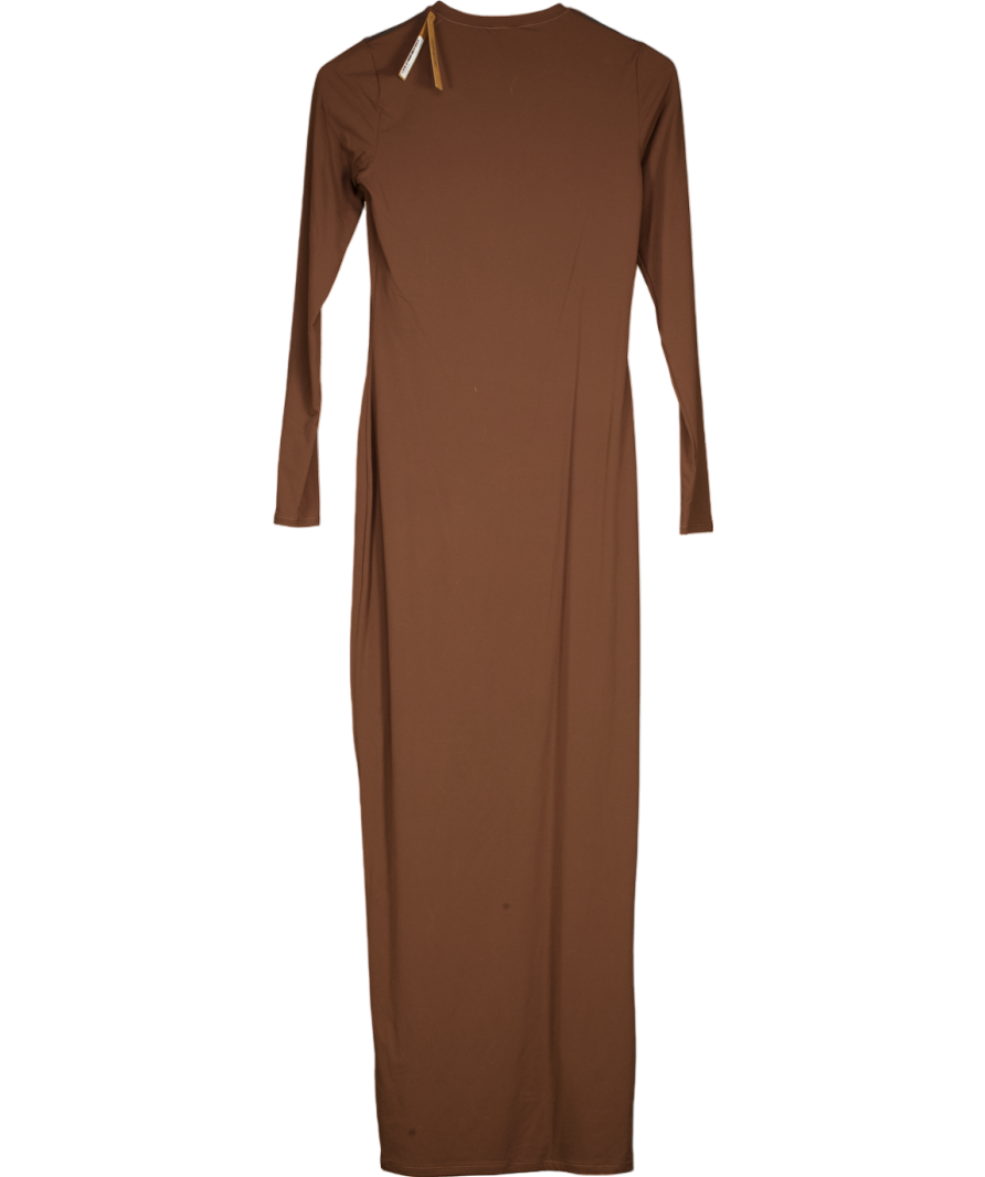 SKIMS Brown Fits Everybody Crew Neck Long Sleeve Dress UK L
