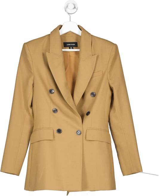 Karen Millen Brown Premium Wool Flannel Double Breasted Jacket UK 8