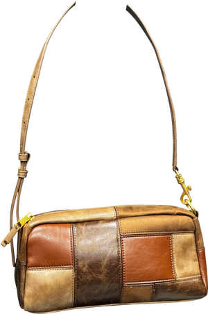 ZARA Brown Patchwork Shoulder Bag