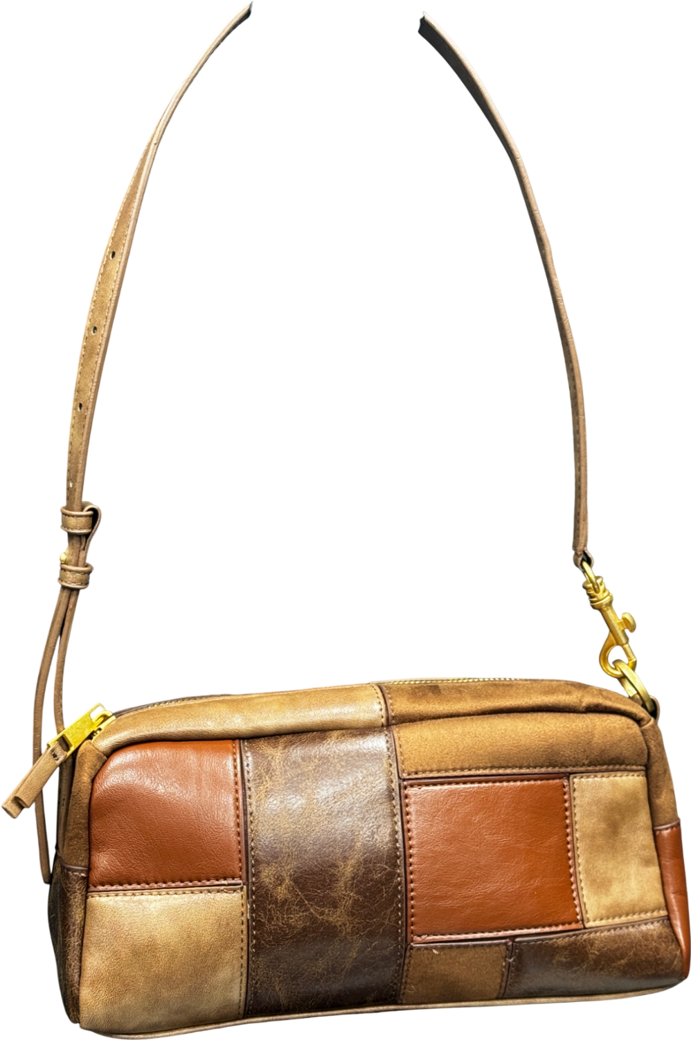 ZARA Brown Patchwork Shoulder Bag
