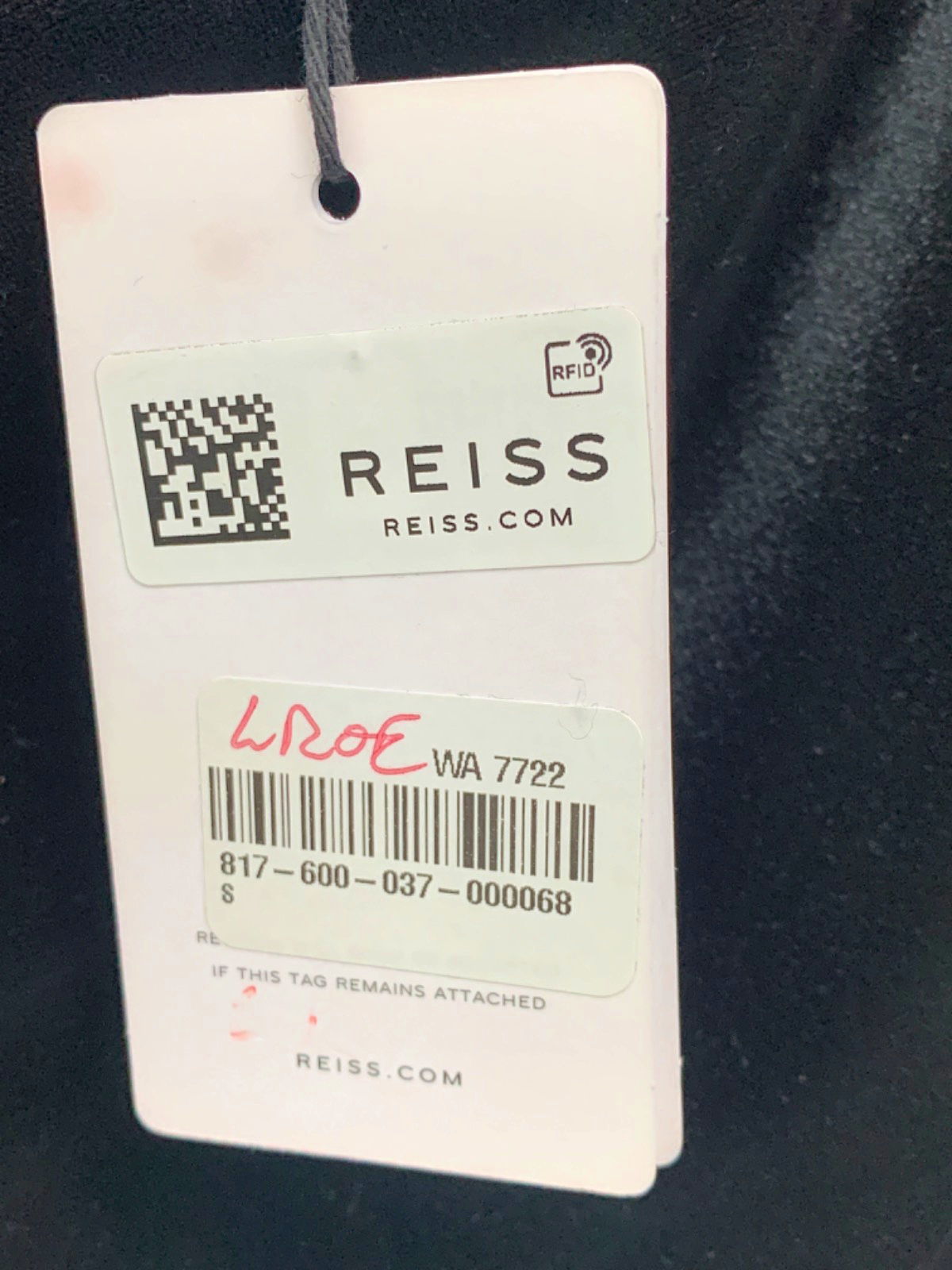 Reiss Black Mia-Drape Detail Velvet Top UK S