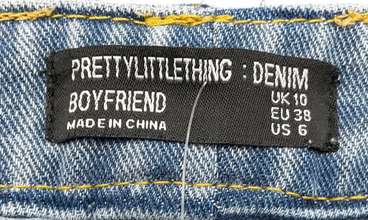 PrettyLittleThing Light Blue Wash Boyfriend Jeans UK 10