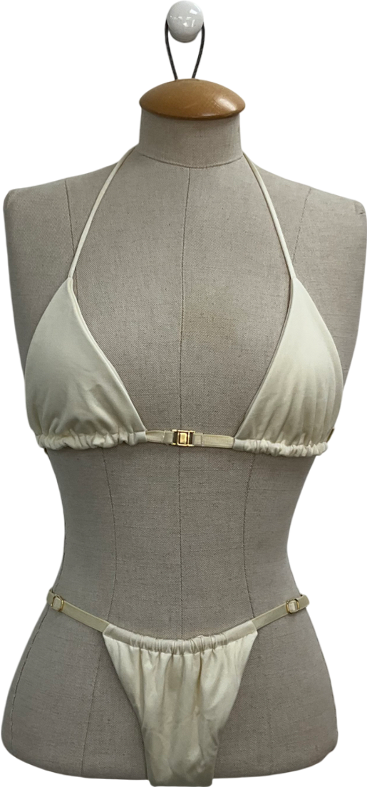 Flook The Label Cream Amari Bralette Ivory & Bikini Bottom Ivory UK S