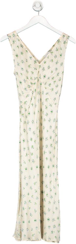 ghost Nude Floral Satin Midi Dress UK XS