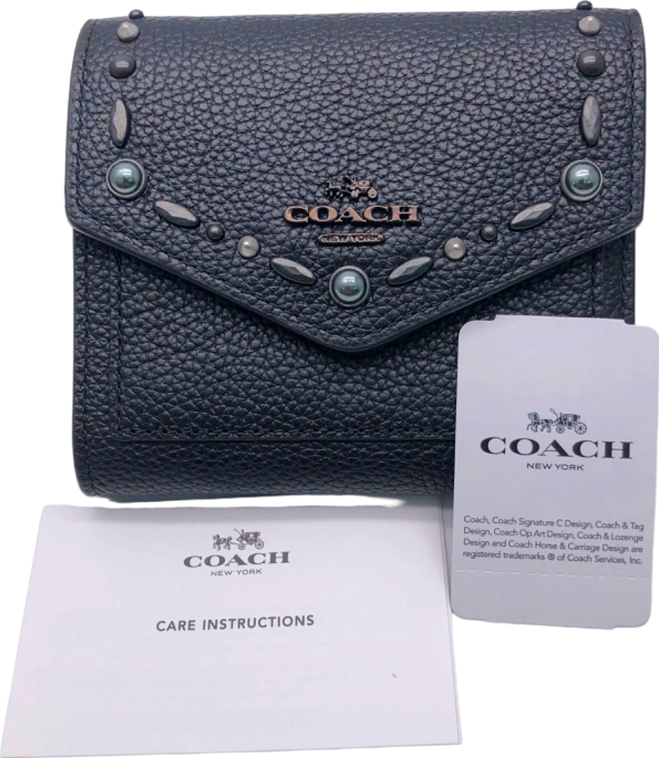 Coach Black Prairie Rivets Small Wallet