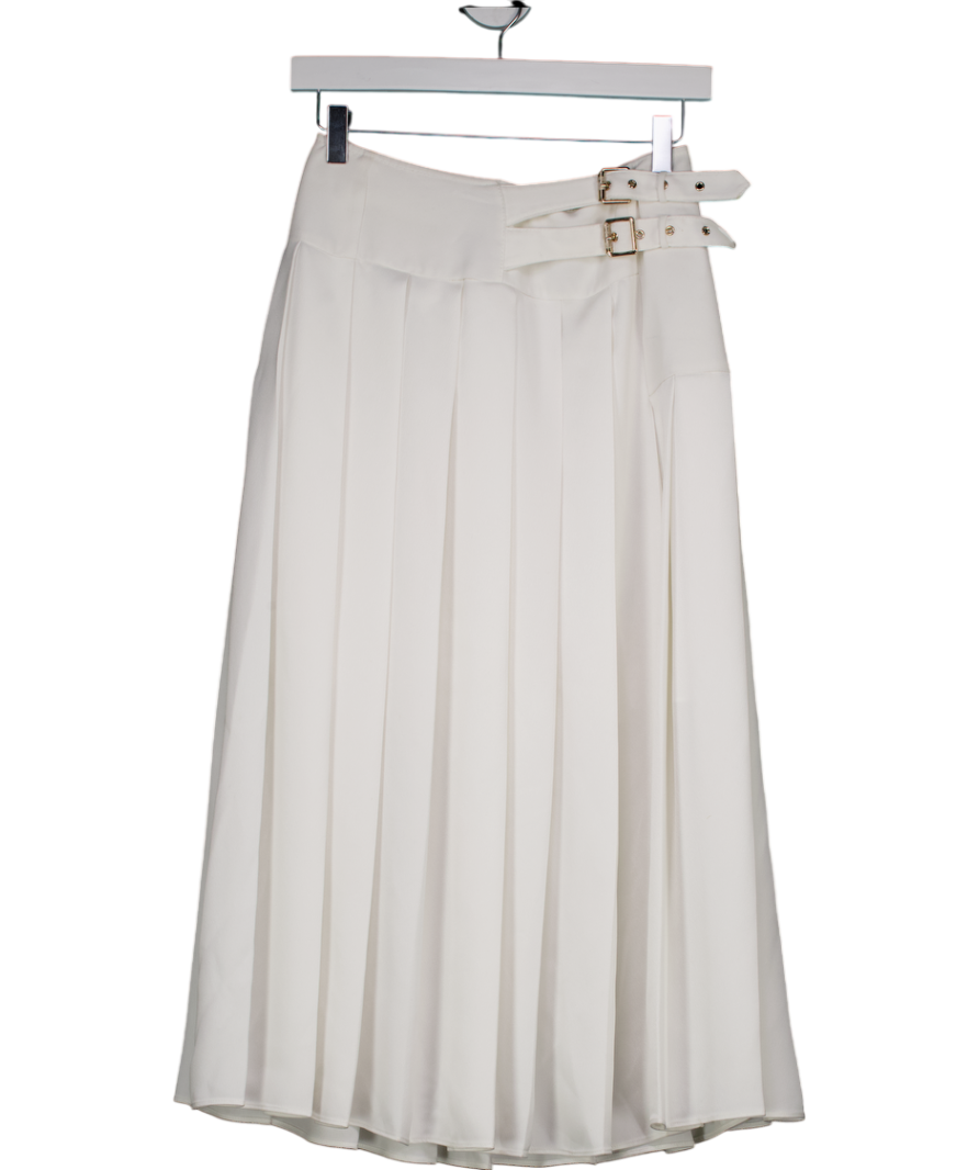 Karen Millen White Pleated Midi Skirt UK 6