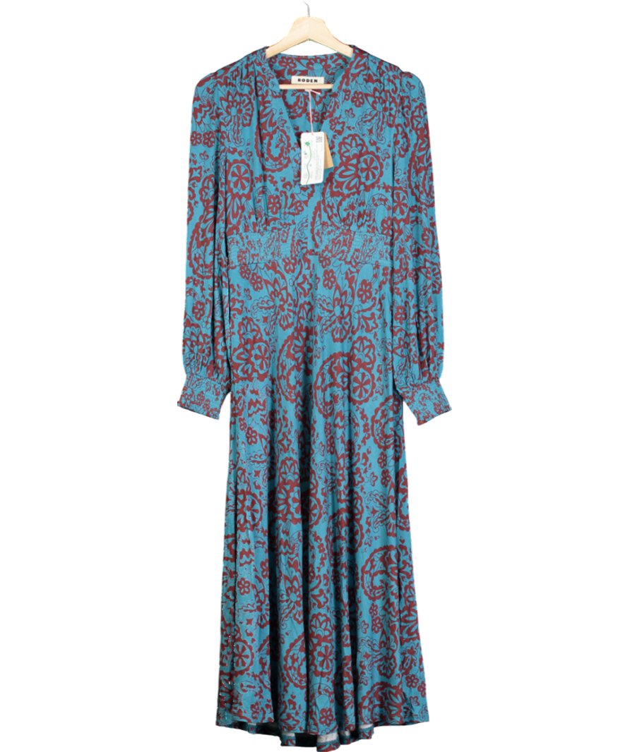 Boden Blue Teal Maxi Dress UK 10