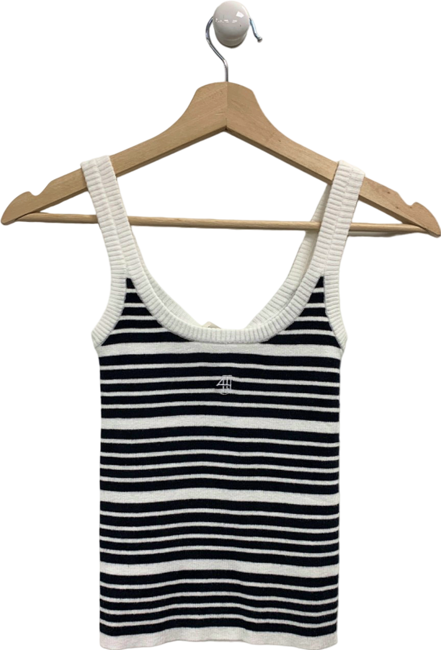 4th & Reckless Black and White Striped Knitted Tank Top UK 6