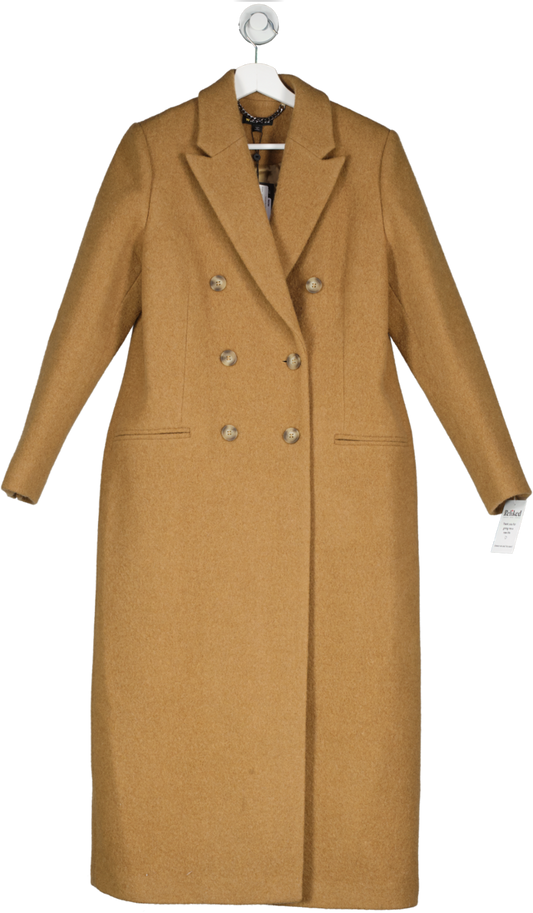 Whistles Brown Textured Wool Blend Coat UK 10