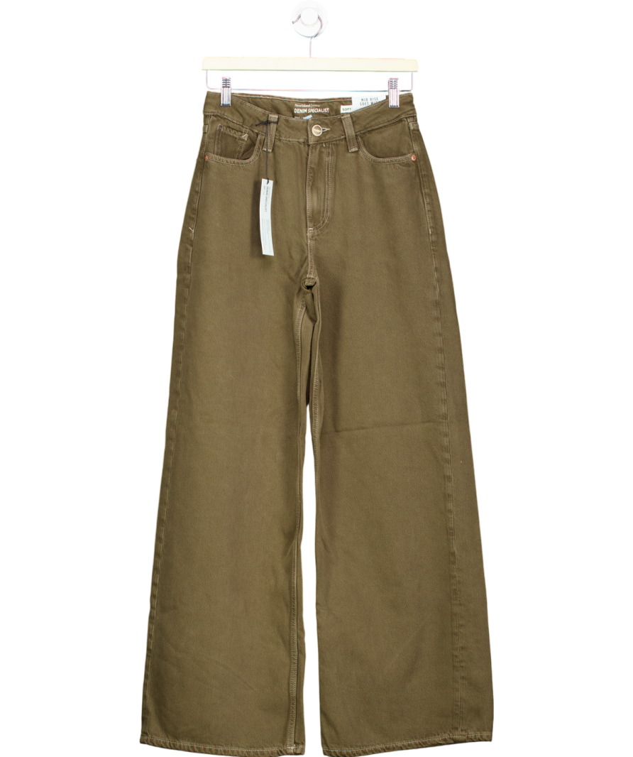 River Island Brown Mid Rise Soft Wide Leg Jeans UK 8