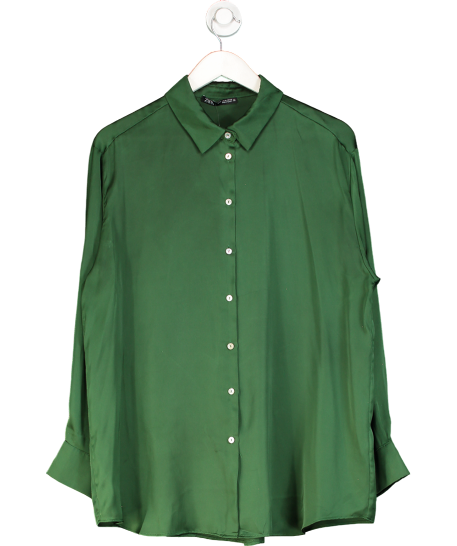 ZARA Green Satin Blouse UK XL