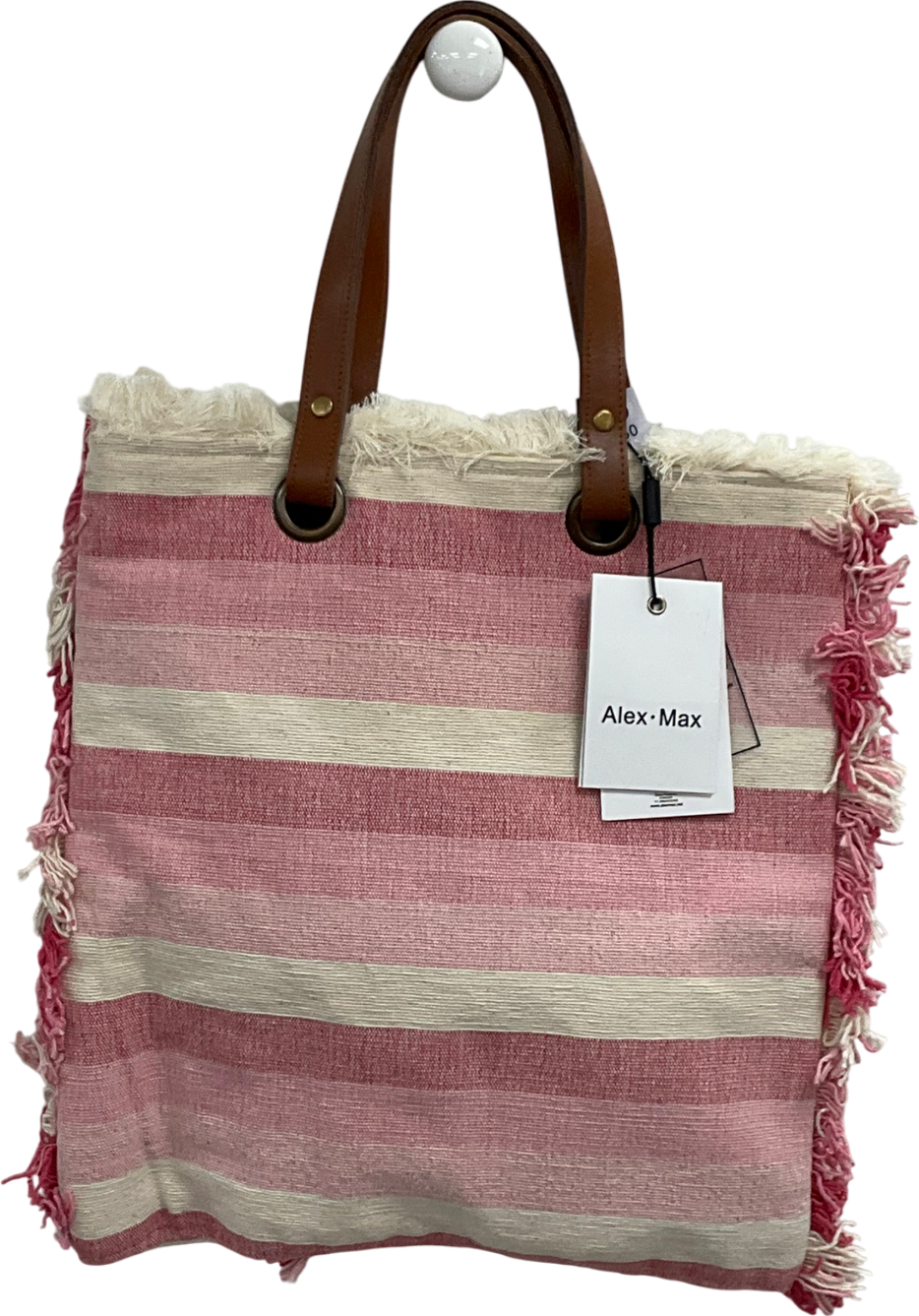 alex max Pink Stripe Tote Bag