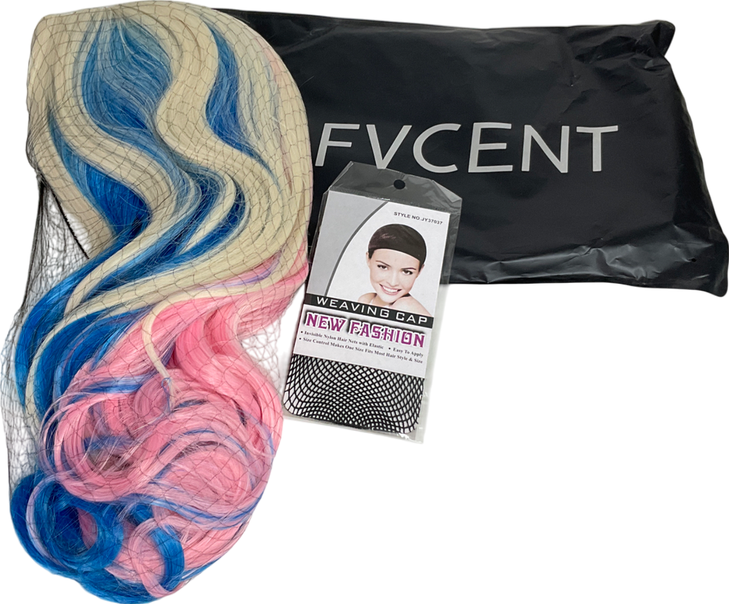 fvcent White 26 Inches Long Loose Curly Mixed Color Women's Cosplay Carnival Wig,harley Quinn One Size
