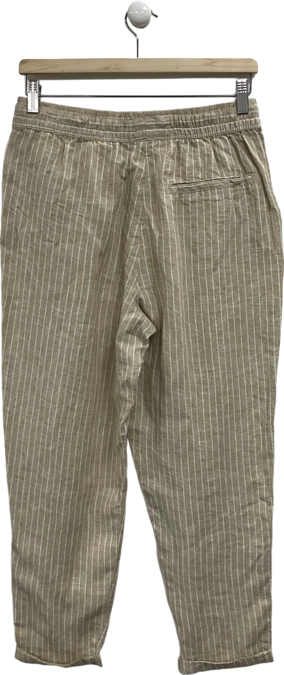 H&M Beige Striped Linen Trousers UK 8