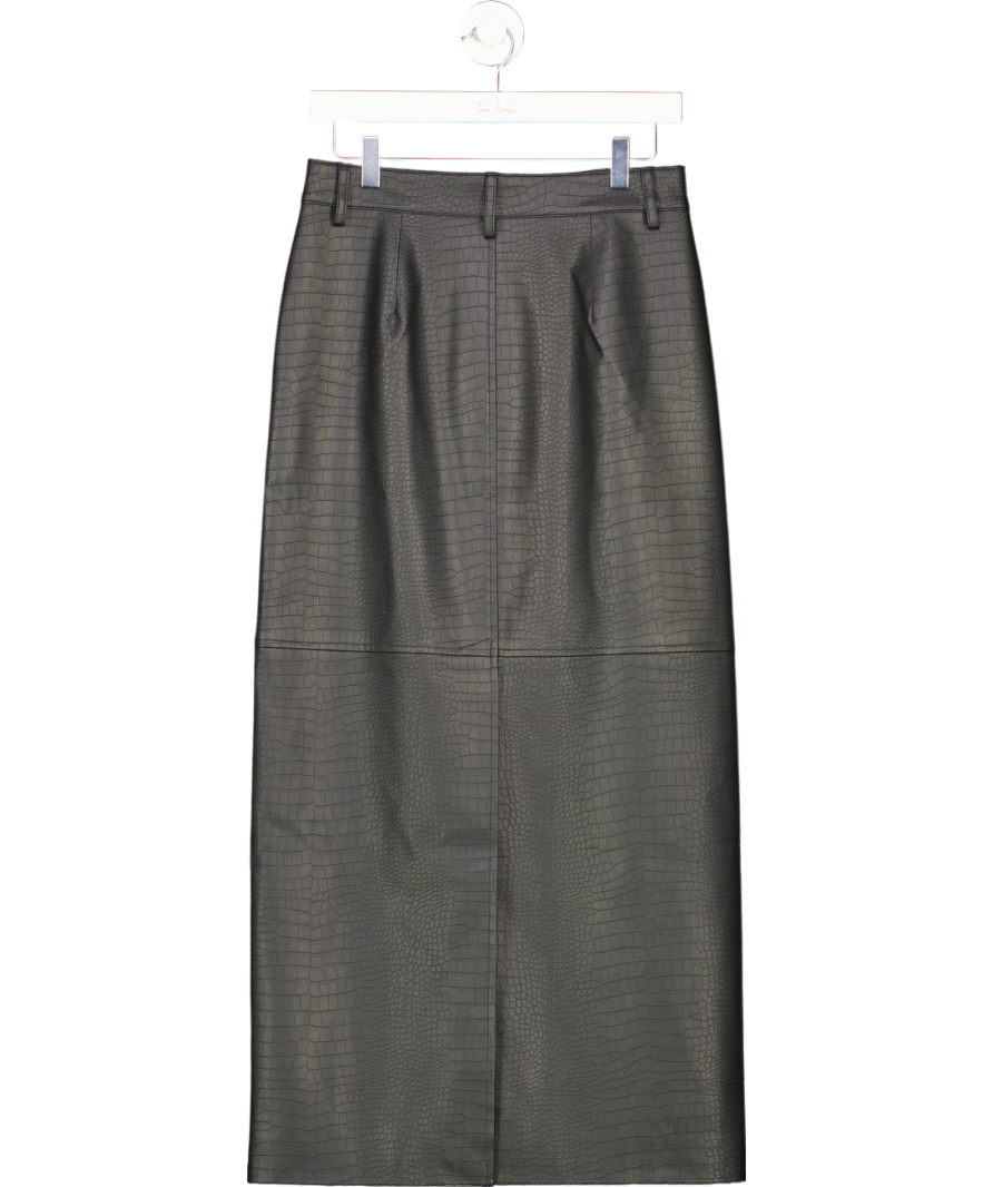 Elka Collective Black Akari Croc Midi Skirt UK 8