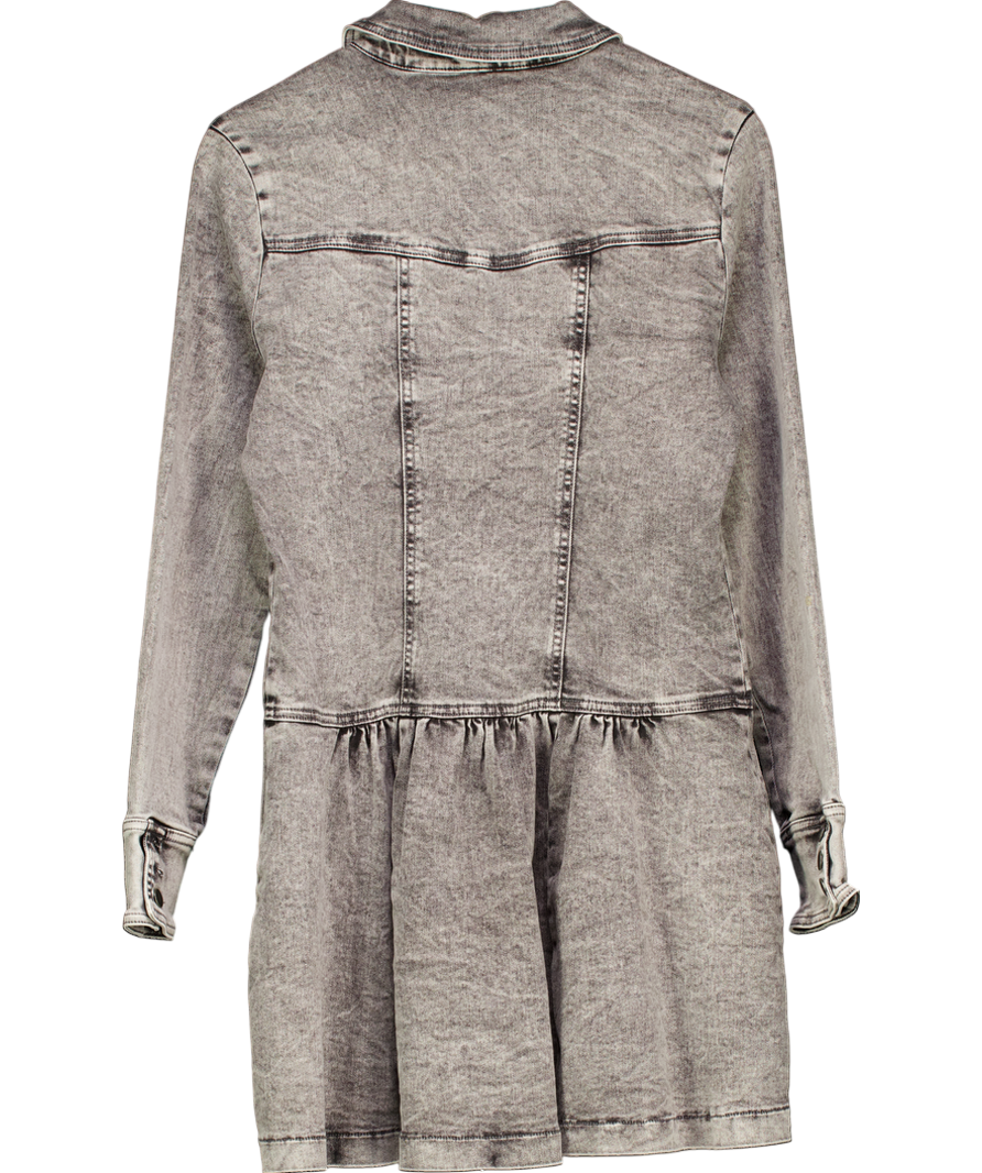 Free People Grey Roadhouse Denim Shirt Mini Dress UK M