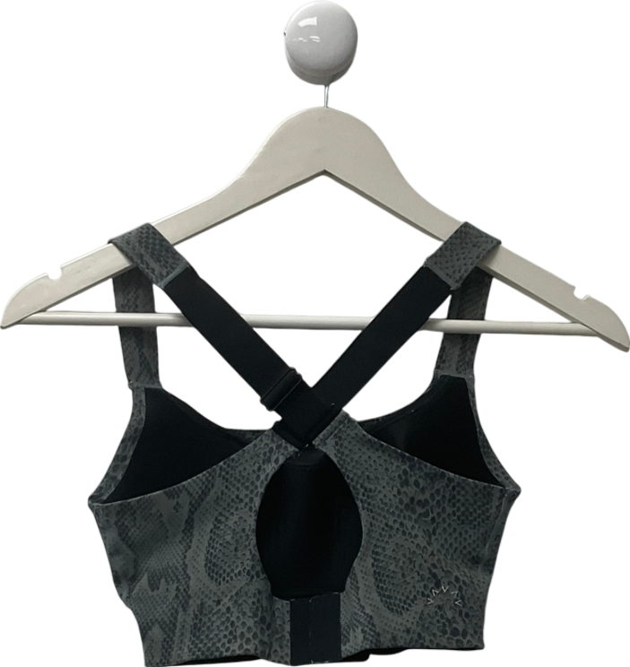 Varley Green Let's Go Medium Support Longline Walker Sports Bra In Snake Print UK S