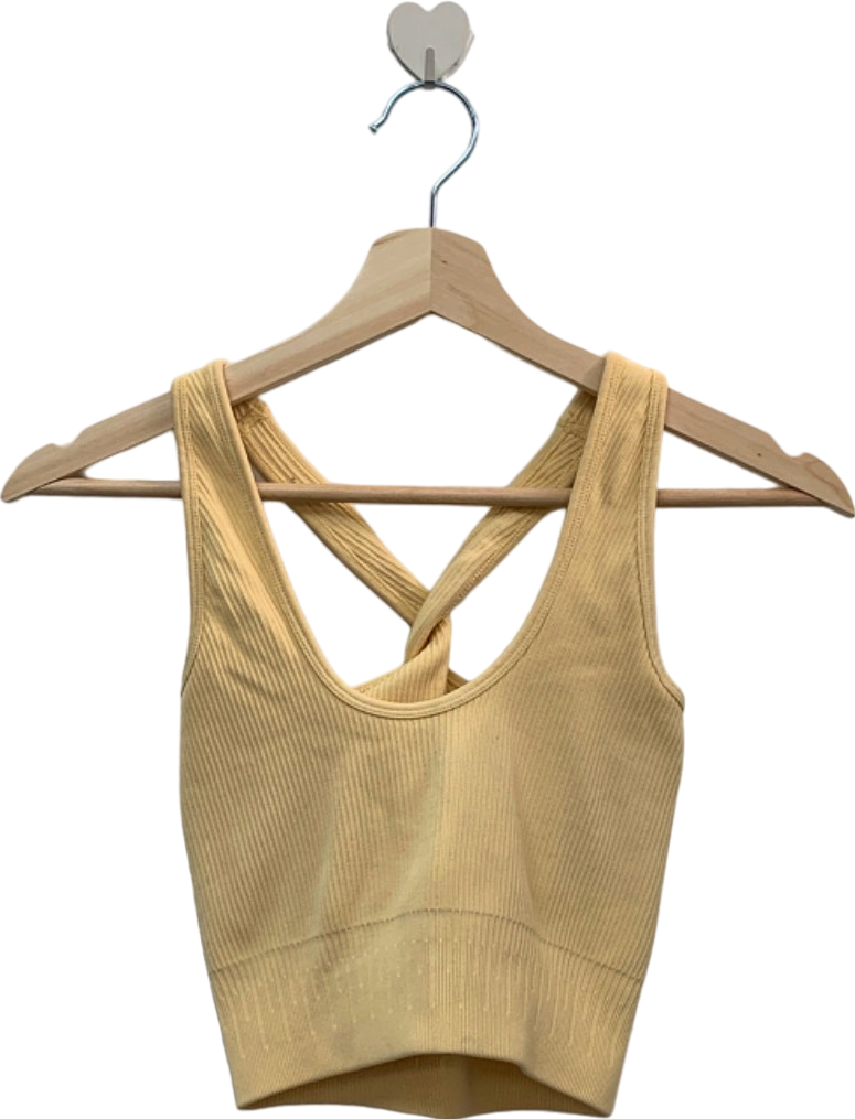 Bo+Tee Yellow Ribbed Crop Top XS
