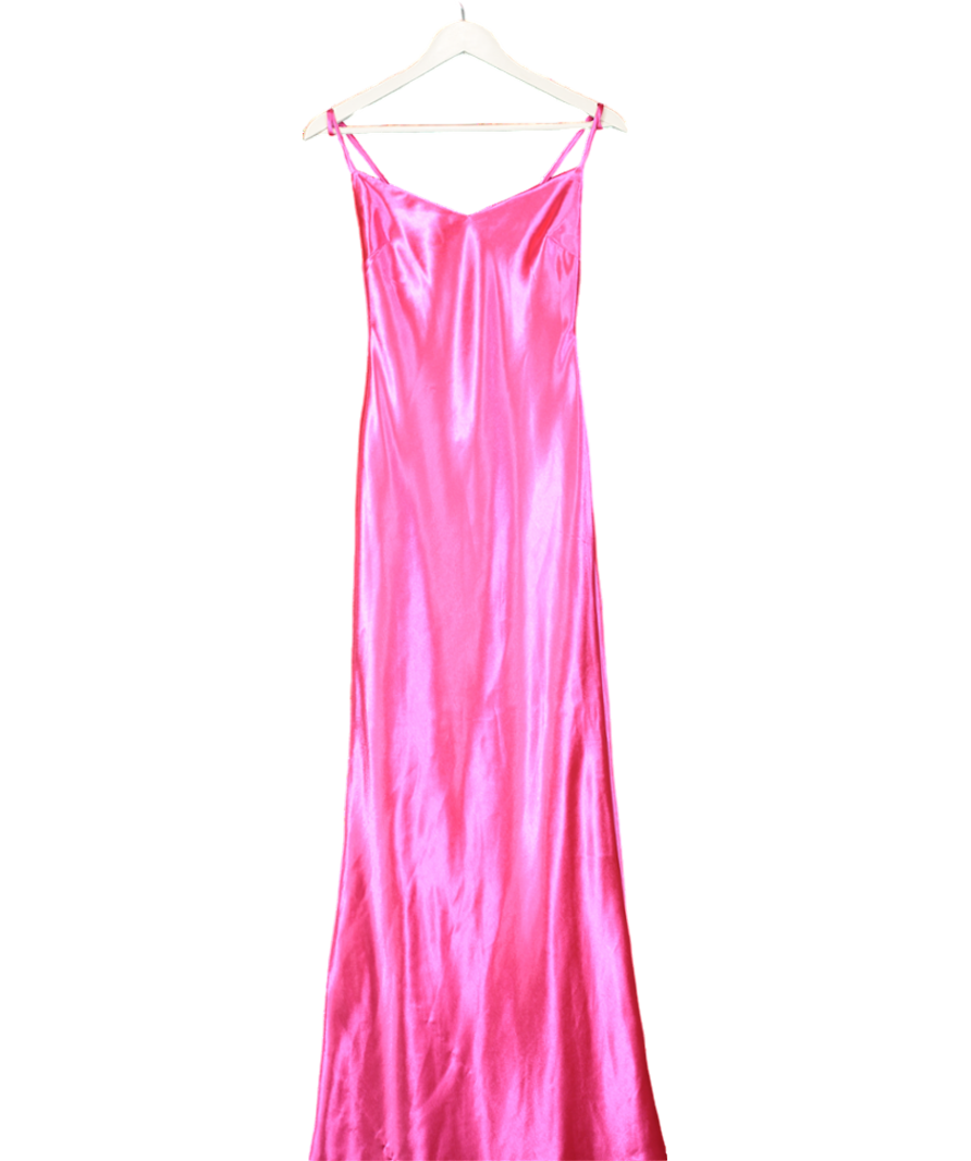Lovers and Friends Pink Metallic Slip Maxi Dress UK XS