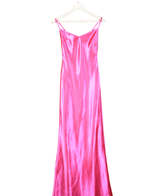 Lovers and Friends Pink Metallic Slip Maxi Dress UK XS