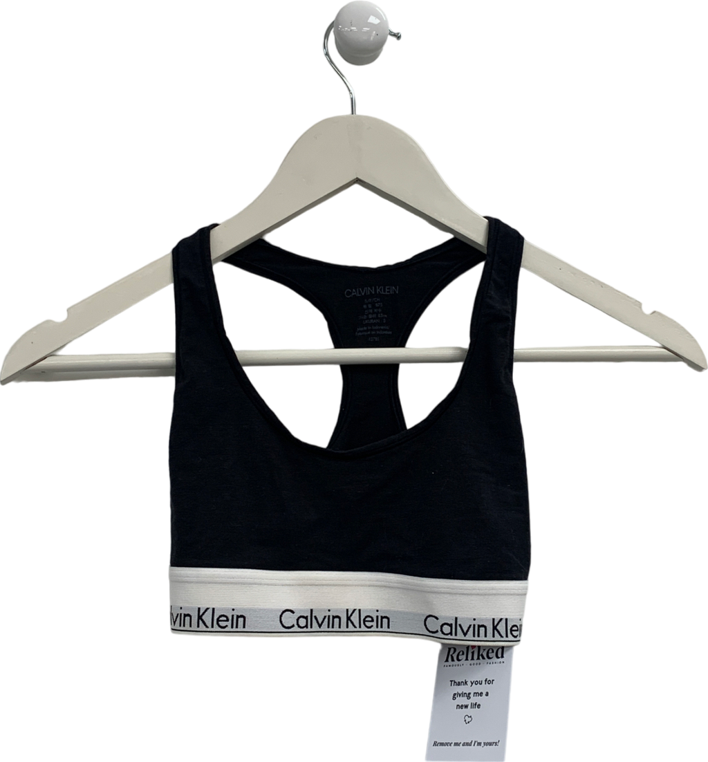 Calvin Klein Black Double Underband Medium Impact Sports Bra UK S