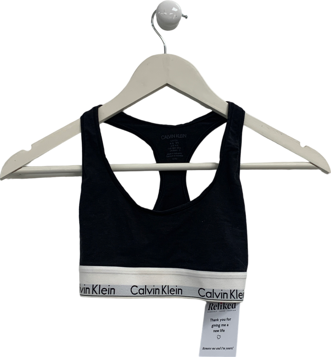 Calvin Klein Black Double Underband Medium Impact Sports Bra UK S