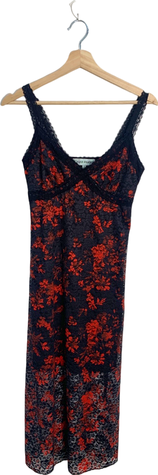 Almost Famous Black/Red Lace Slip Dress S