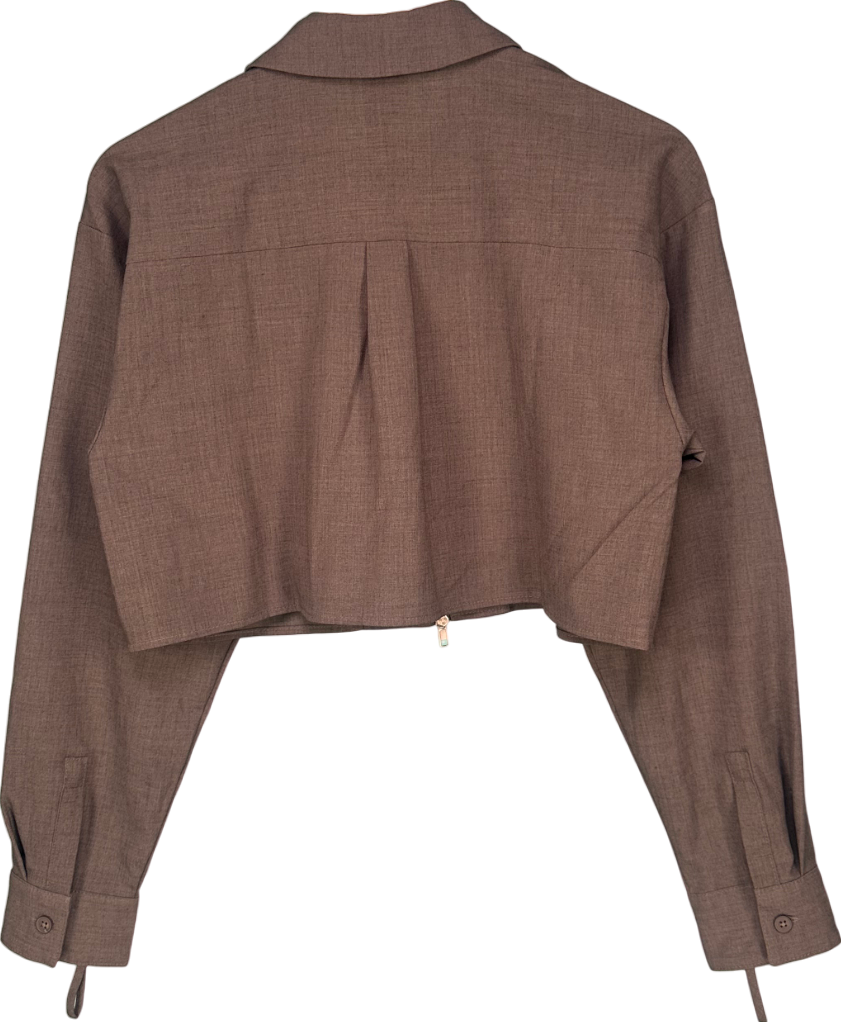 Collusion Grey Cropped Zip Up Overshirt UK 10