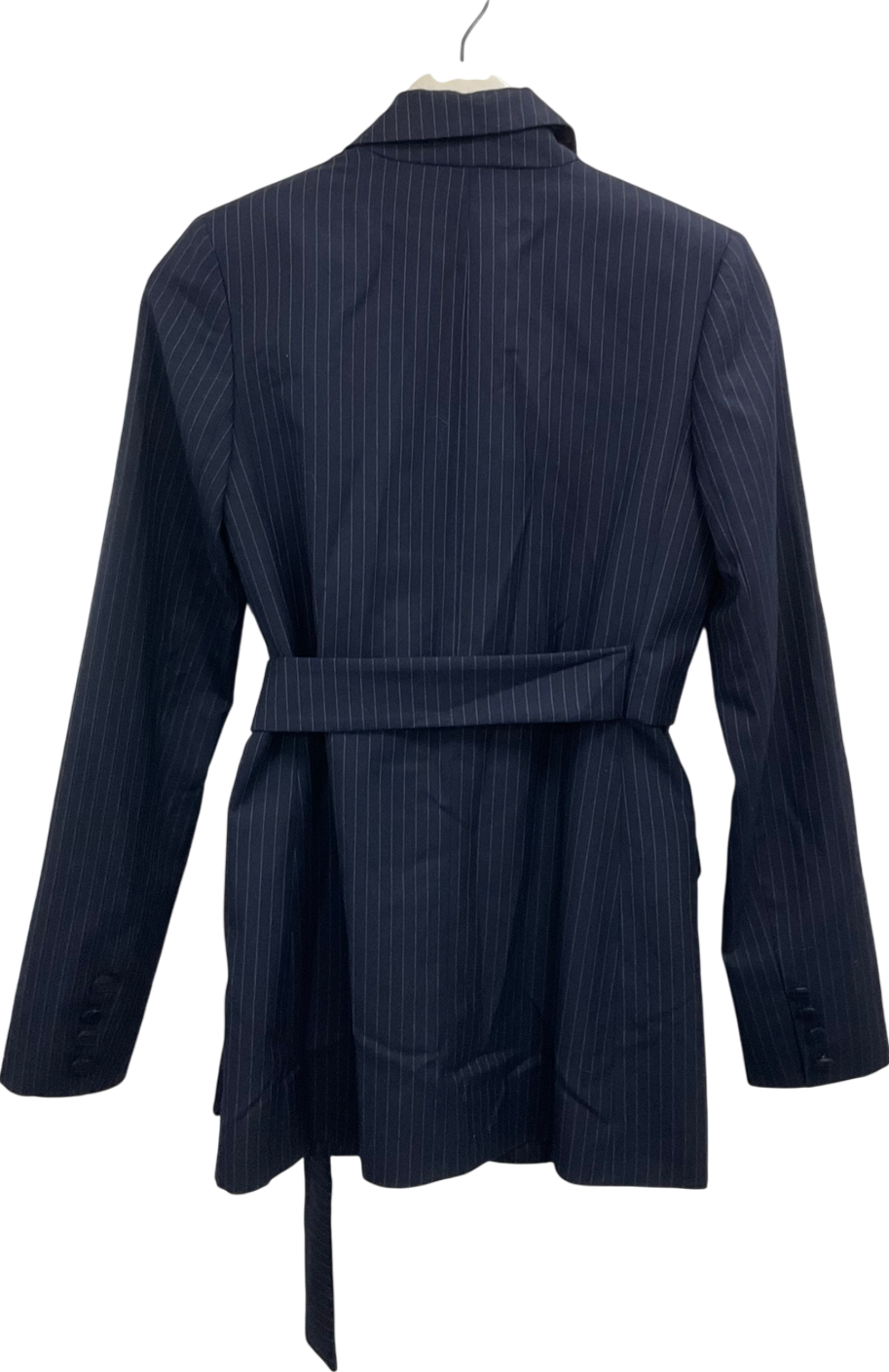 Topshop Blue Pinstriped Navy Tie Up Blazer UK 6