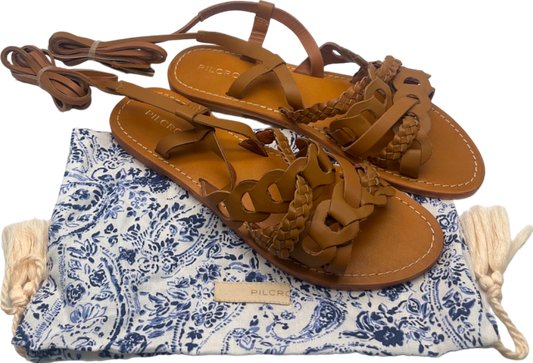 Pilcro Tan Braided Leather Sandals UK 5