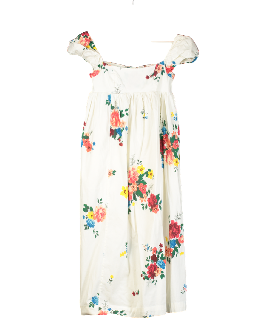 Free People White Cotton Floral Dress With Cut Out Back UK XS