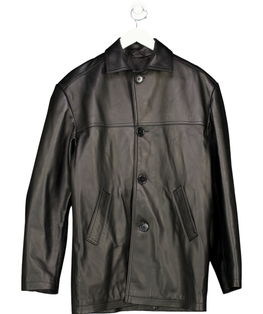 Manokhi Black Luxury Real Leather Button Up Jacket UK M